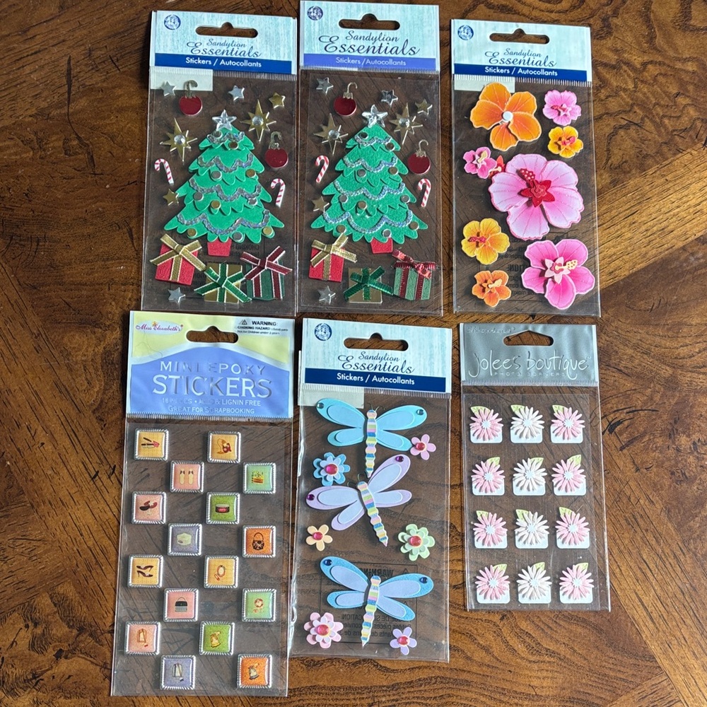 NEW set of 6 packages of stickers for card making scrapbooking and more